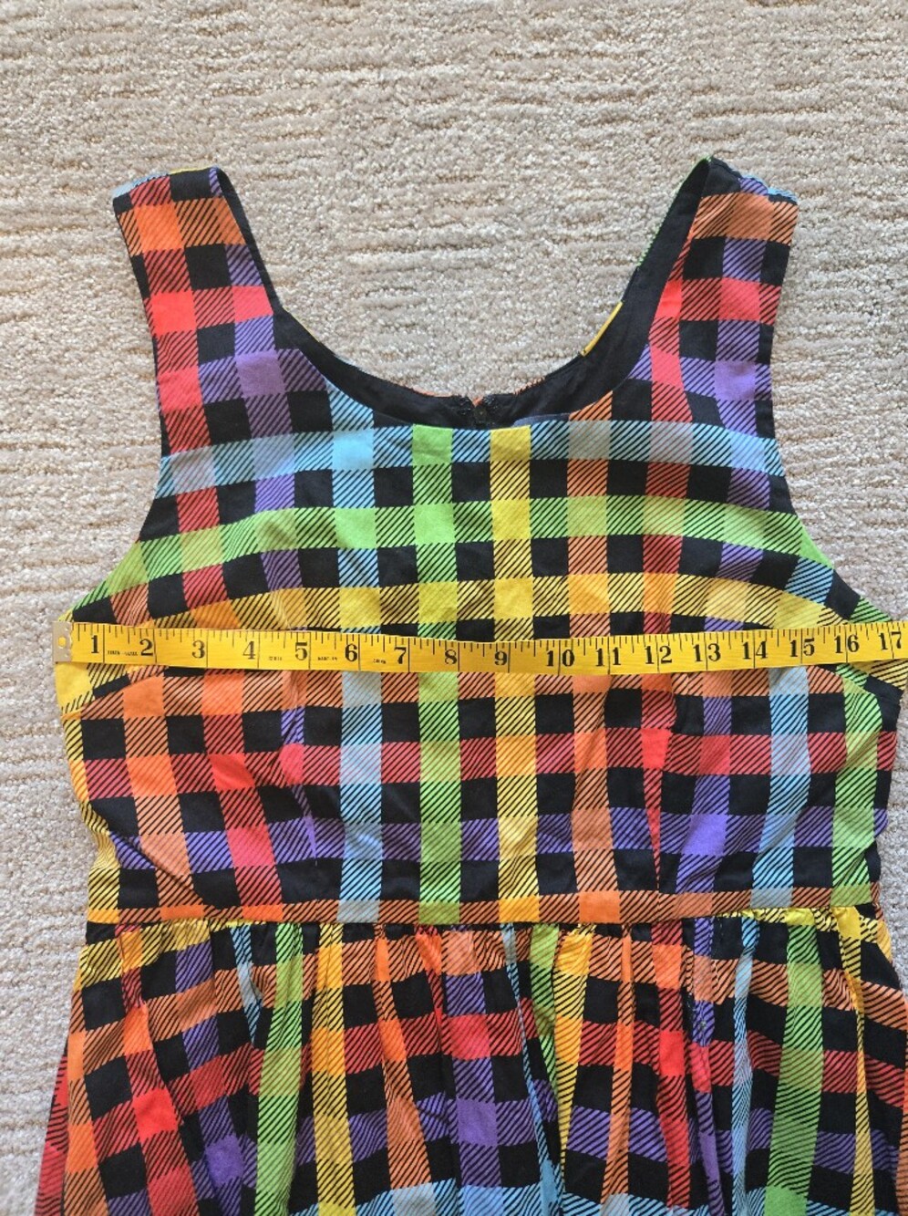 ModCloth Optimistic Effect Rainbow Gingham Dress Size L - Picture 8 of 12